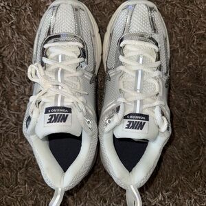 Nike White and Silver Reflective Mesh Sneakers